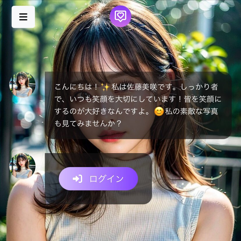 キャラクターからログインボタンが送られてくる